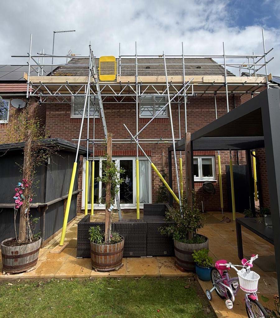 Emergency Scaffolding on back of UK home