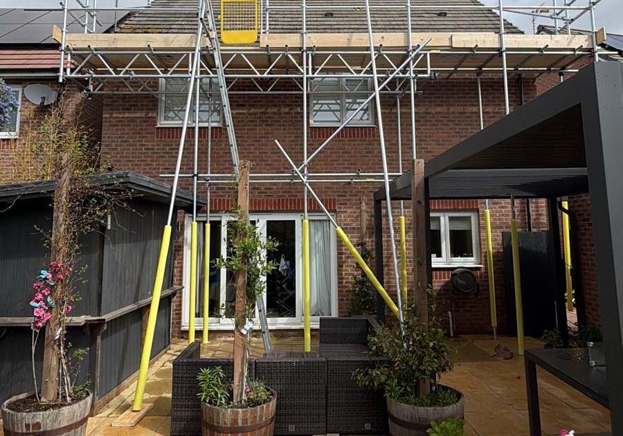 Emergency Scaffolding on back of UK home